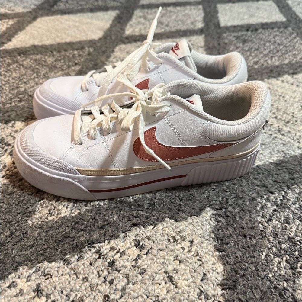 Nike Women's White and Dusty Rose Sneakers